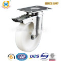 4 inch top plate total brake stainless steel caster with nylon wheel